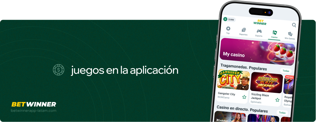 Juegos en la aplicación Betwinner APP América Latina