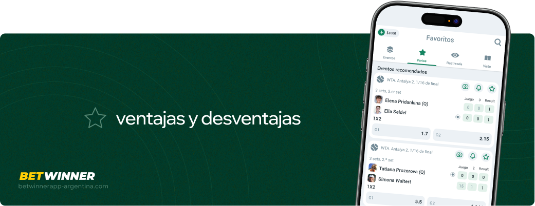 Ventajas y desventajas Betwinner APP América Latina